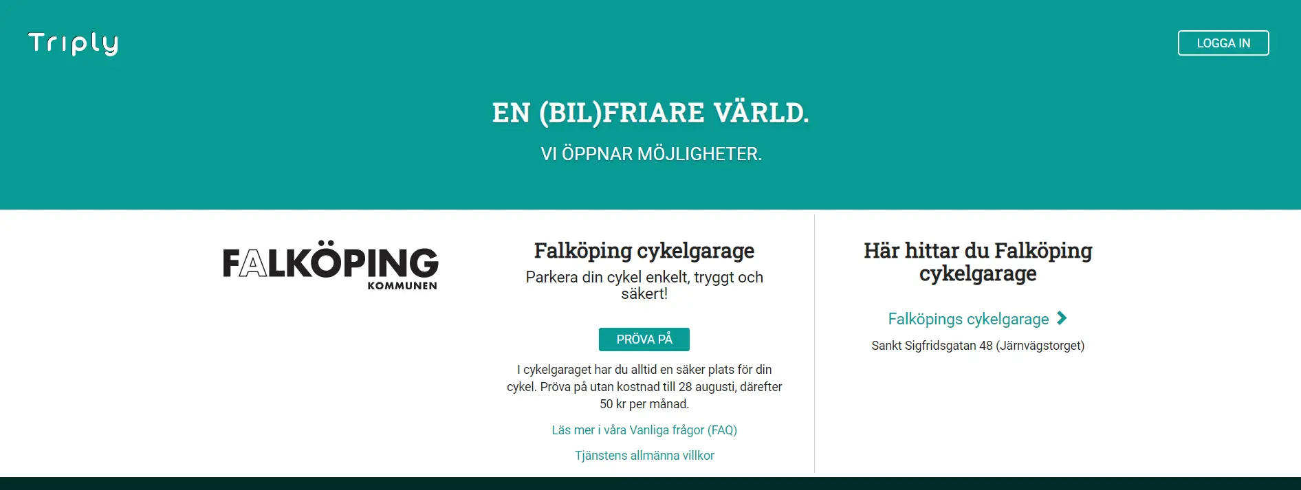 Klicka på knappen Pröva för att registrera ett konto